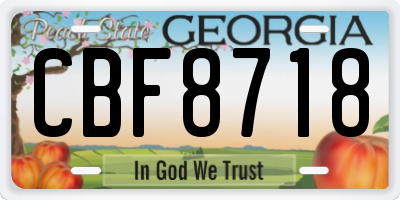 GA license plate CBF8718