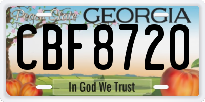 GA license plate CBF8720
