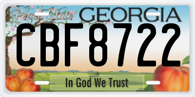 GA license plate CBF8722