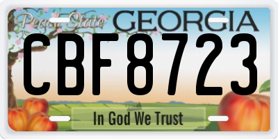 GA license plate CBF8723