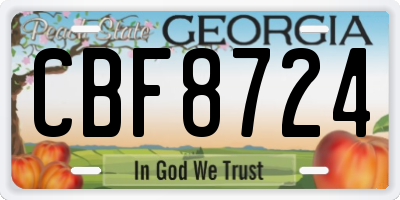GA license plate CBF8724