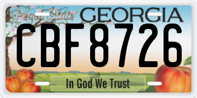 GA license plate CBF8726