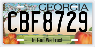 GA license plate CBF8729