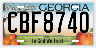 GA license plate CBF8740