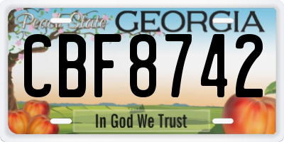 GA license plate CBF8742