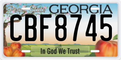 GA license plate CBF8745