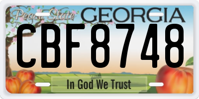 GA license plate CBF8748