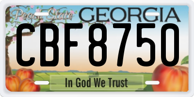 GA license plate CBF8750