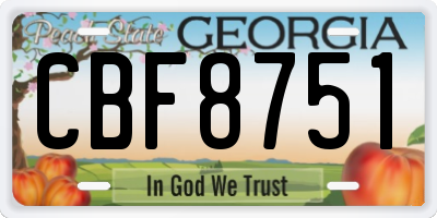 GA license plate CBF8751