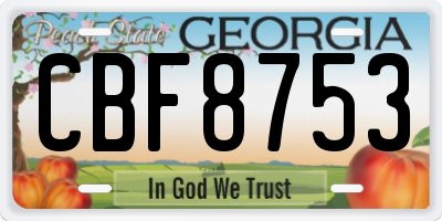 GA license plate CBF8753