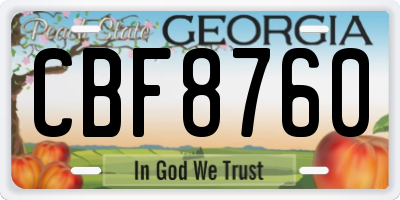 GA license plate CBF8760