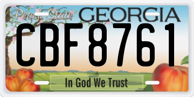 GA license plate CBF8761