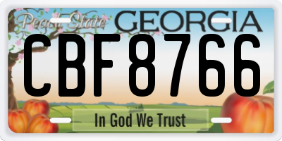 GA license plate CBF8766