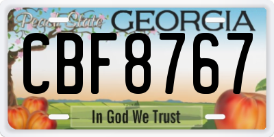 GA license plate CBF8767