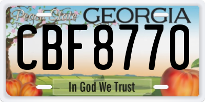 GA license plate CBF8770