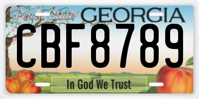 GA license plate CBF8789