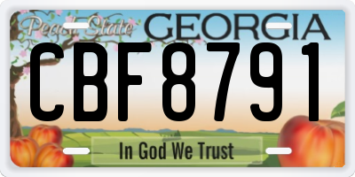 GA license plate CBF8791