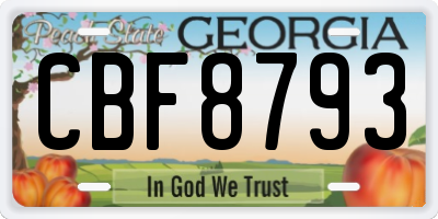 GA license plate CBF8793
