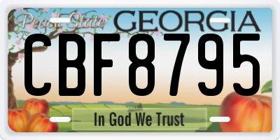 GA license plate CBF8795