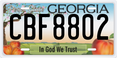 GA license plate CBF8802