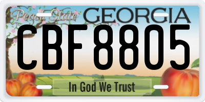 GA license plate CBF8805