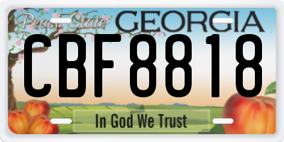 GA license plate CBF8818