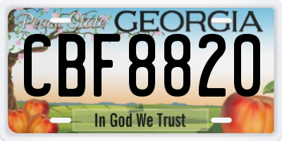 GA license plate CBF8820