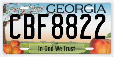 GA license plate CBF8822