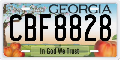 GA license plate CBF8828