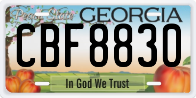 GA license plate CBF8830