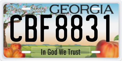 GA license plate CBF8831
