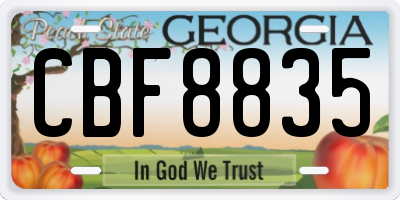 GA license plate CBF8835