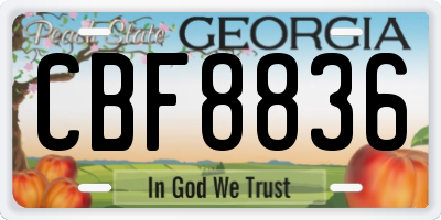 GA license plate CBF8836