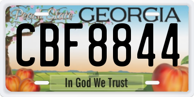 GA license plate CBF8844