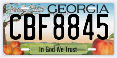 GA license plate CBF8845