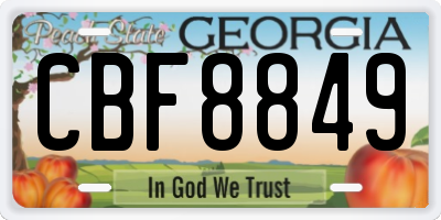 GA license plate CBF8849