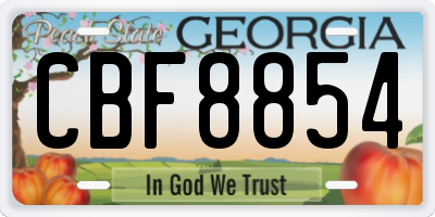 GA license plate CBF8854