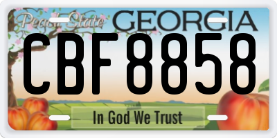 GA license plate CBF8858