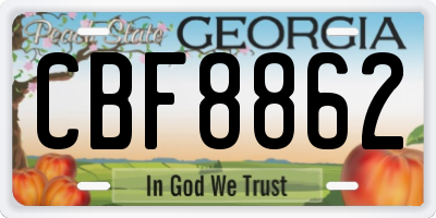 GA license plate CBF8862