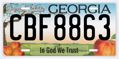 GA license plate CBF8863