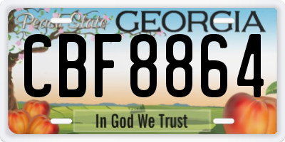 GA license plate CBF8864