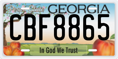 GA license plate CBF8865