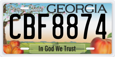 GA license plate CBF8874