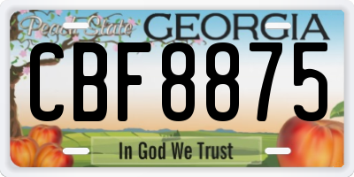 GA license plate CBF8875