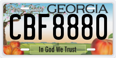 GA license plate CBF8880