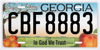 GA license plate CBF8883