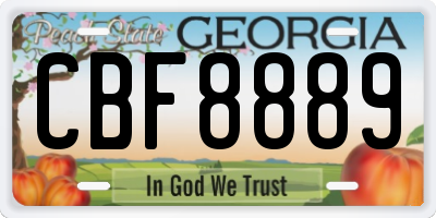 GA license plate CBF8889