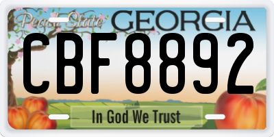GA license plate CBF8892