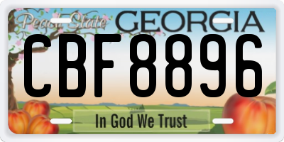 GA license plate CBF8896