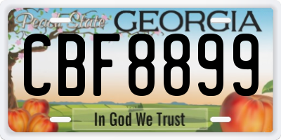 GA license plate CBF8899